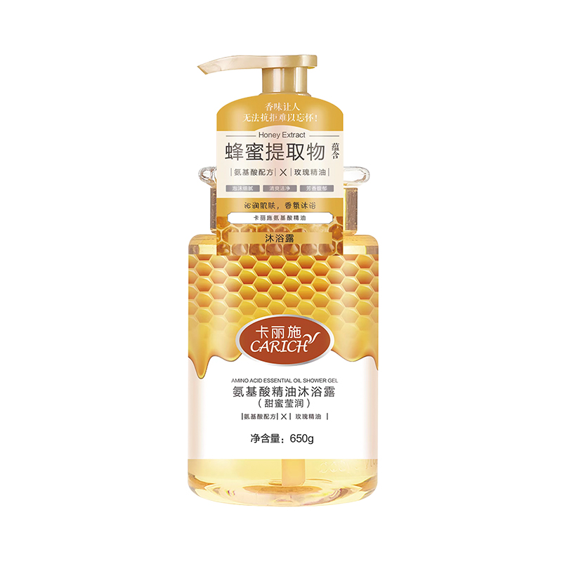 (Кол-во в коробке 20 шт) CARICH Гель для душа с эфирными маслами и аминокислотами (ароматный и увлажняющий) 650г