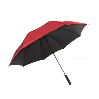 (Кол-во в коробке 50 шт) Гольф-зонт 8K с прямой ручкой и черным резиновым покрытием (бордовый цвет).
